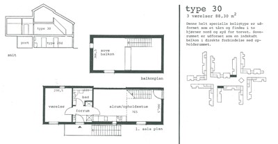 TG II, lejlighedsplan 3 rums i halvanden  plan på 1. sal, 140 og 165